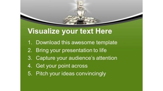 Trophy With Dollar Bills Winner Success Savings PowerPoint Templates Ppt Backgrounds For Slides 1212