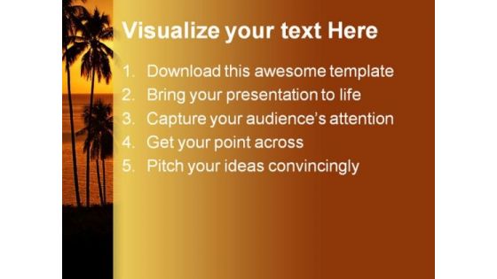 Tropical Sunset With Trees Nature PowerPoint Themes And PowerPoint Slides 0711