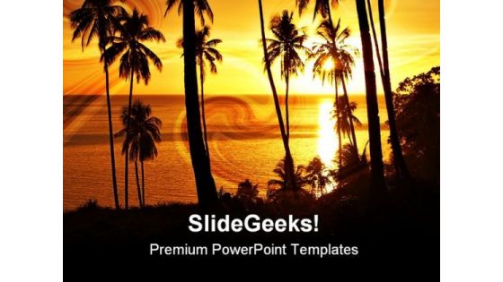 Tropical Sunset With Trees Nature PowerPoint Themes And PowerPoint Slides 0711