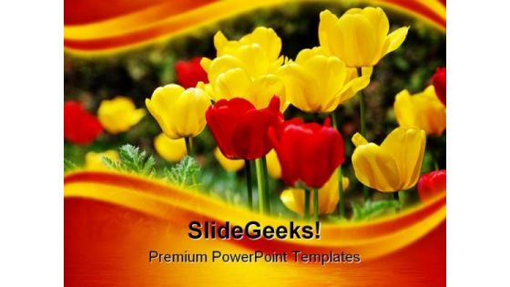 Tulips Flowers Nature PowerPoint Template 1110