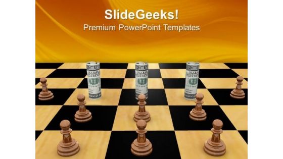 Twisted Dollars And Chess Pieces Business PowerPoint Templates Ppt Backgrounds For Slides 0113