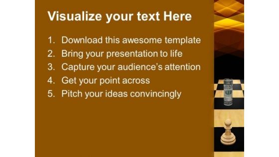 Twisted Dollars And Chess Pieces Strategy PowerPoint Templates And PowerPoint Themes 1112