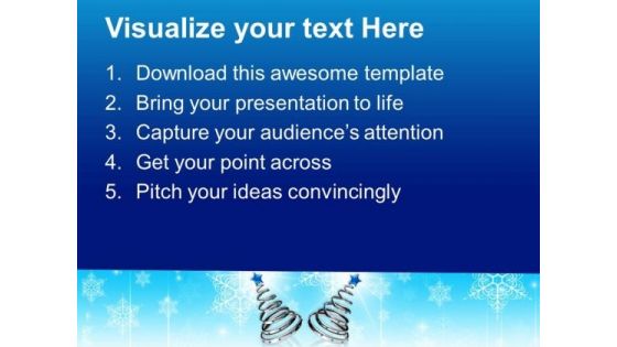 Two Blue Metallic Christmas Tree On Abstract PowerPoint Templates Ppt Background For Slides 1112