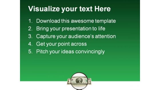 Two Dollars And Magnifying Money PowerPoint Templates And PowerPoint Backgrounds 0811