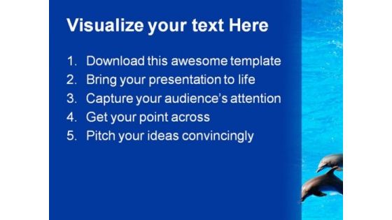 Two Dolphin Jumping Animals PowerPoint Themes And PowerPoint Slides 0411