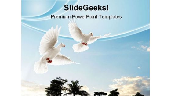 Two Doves Flying Animals PowerPoint Templates And PowerPoint Backgrounds 0711