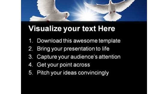 Two Flying Doves Animals PowerPoint Themes And PowerPoint Slides 0811