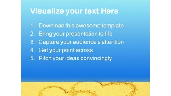 Two Hearts On Beach PowerPoint Themes And PowerPoint Slides 0711