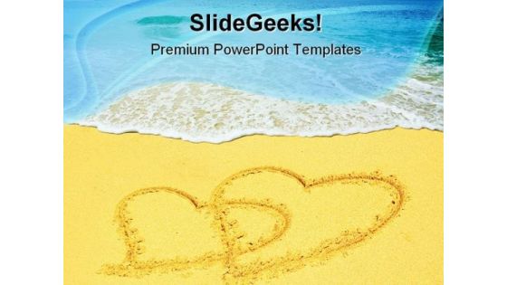 Two Hearts On Beach PowerPoint Themes And PowerPoint Slides 0711