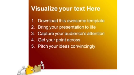 Two Men Completing Puzzle Business PowerPoint Themes And PowerPoint Slides 0411