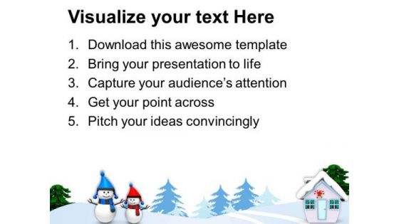 Two Snowman Winter Background PowerPoint Templates Ppt Backgrounds For Slides 1212