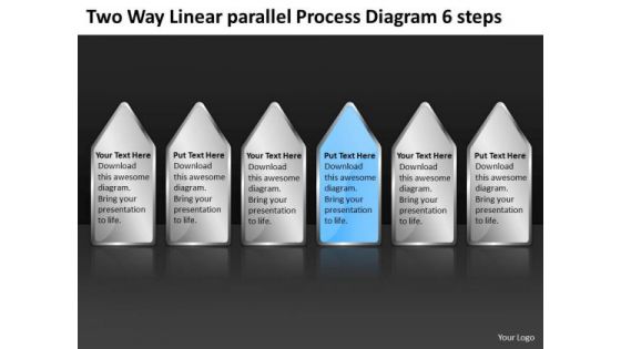 Two Way Linear Parallel Process Diagram 6 Steps Business Plans Online PowerPoint Slides