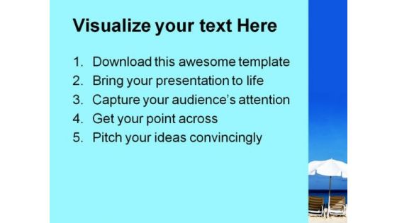 Two White Umbrellas Beach PowerPoint Themes And PowerPoint Slides 0811