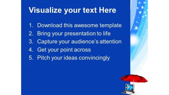Umbrella With Laptop PowerPoint Templates And PowerPoint Themes 1012