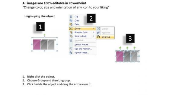 Uniform Flow 3 Stages Technical Chart PowerPoint Templates