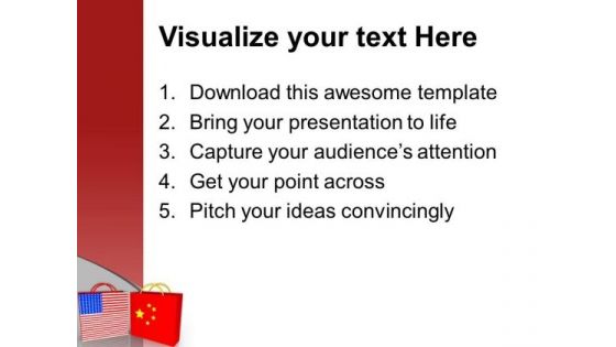 Usa China Symbol By Two Red Shopping Bags PowerPoint Templates Ppt Backgrounds For Slides 1212