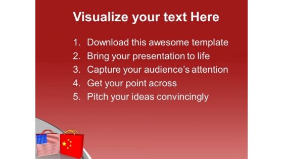 Usa China Symbol By Two Red Shopping Bags PowerPoint Templates Ppt Backgrounds For Slides 1212