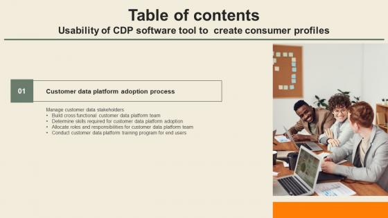 Usability Of CDP Software Tool To Create Consumer Profiles Table Of Contents Template Pdf