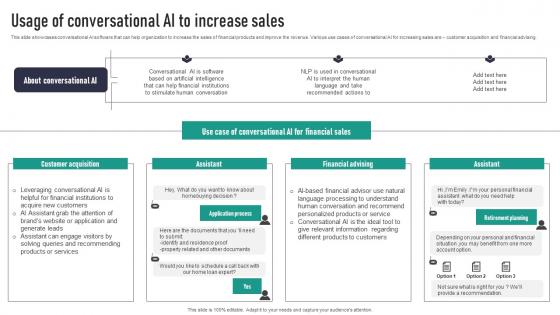 Usage Of Conversational AI To Increase Sales Infographics Pdf