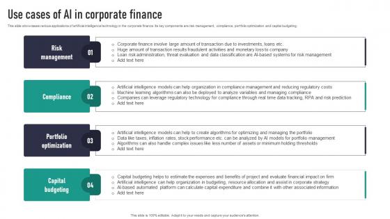 Use Cases Of AI In Corporate Finance Elements Pdf Use Cases Of AI In Corporate Finance Elements Pdf