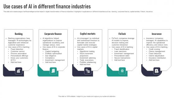Use Cases Of AI In Different Finance Industries Clipart Pdf Use Cases Of AI In Different Finance Industries Clipart Pdf