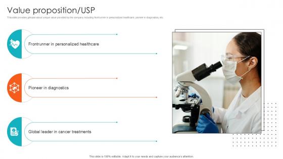 Value Proposition USP Health Sciences Company Investor Funding Ppt Example