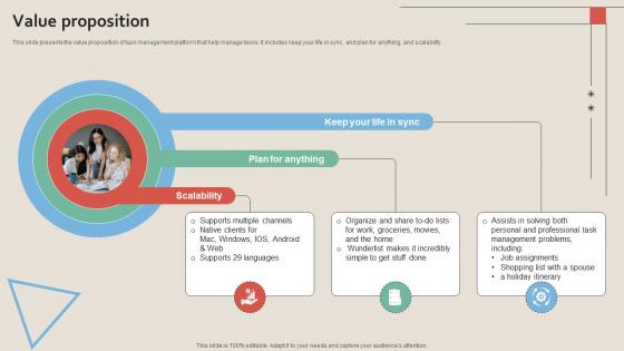 Value Proposition Work Management Tool Pitch Deck