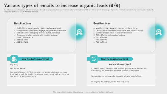 Various Types Of Emails To Increase Innovative Business Promotion Ideas Designs Pdf