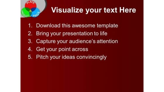 Venn Diagram Of Place Product Price Marketing PowerPoint Templates Ppt Backgrounds For Slides 0113
