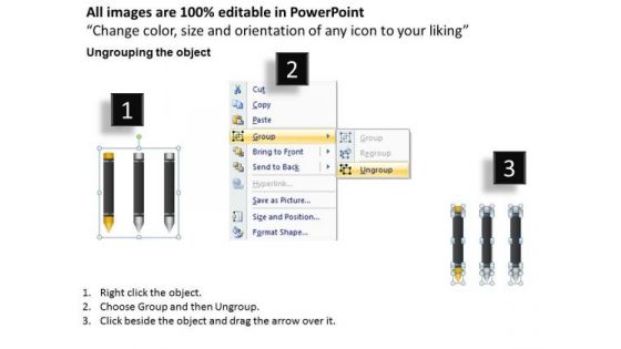 Vertical Crayons 3 Stages Ppt Personal Business Plan Template PowerPoint Templates