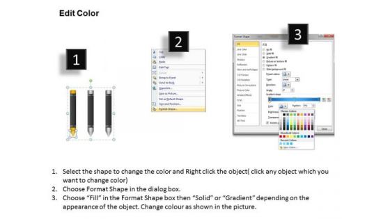 Vertical Crayons 3 Stages Ppt Personal Business Plan Template PowerPoint Templates