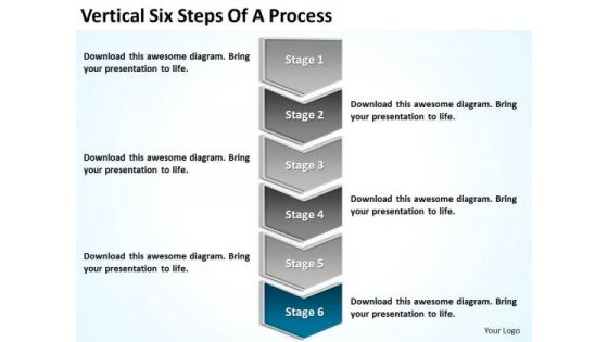 Vertical Six Steps Of Process Ppt Business Plan PowerPoint Slides