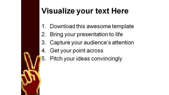 Victory Sign Business PowerPoint Themes And PowerPoint Slides 0511