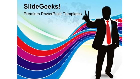 Victory Sign Success PowerPoint Templates And PowerPoint Backgrounds 0811