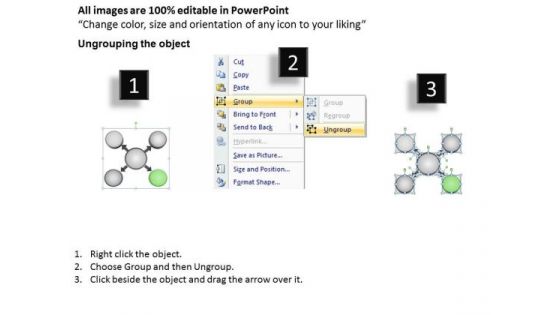 Visual Representation Of Four Diverging Factors Circular Motion Diagram PowerPoint Templates