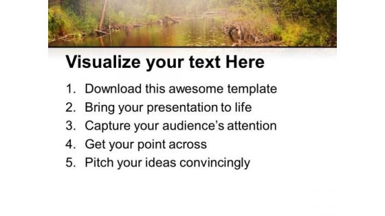 Water And Forest In Background PowerPoint Templates Ppt Backgrounds For Slides 0613