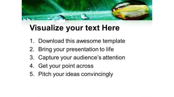 Water Drop On Leaf PowerPoint Templates Ppt Backgrounds For Slides 0513
