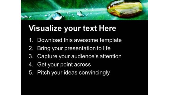 Water Drop On Leaf PowerPoint Templates Ppt Backgrounds For Slides 0613