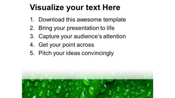 Water Drops With Green Background PowerPoint Templates Ppt Backgrounds For Slides 0613