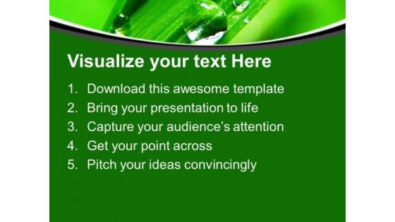 Waterdrops On Green Leaves Savings PowerPoint Templates Ppt Backgrounds For Slides 0313