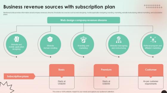 Web Consulting Business Business Revenue Sources With Subscription Plan