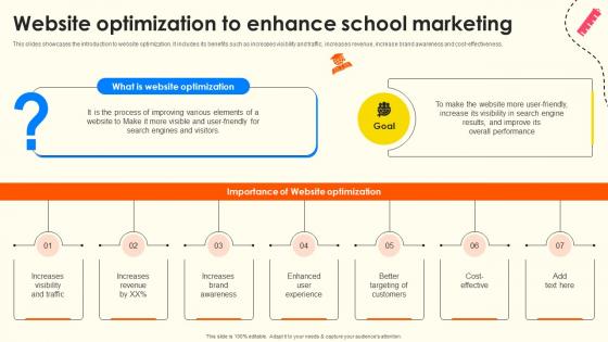 Website Optimization To Enhance School Marketing School Enrollment Enhancement Strategy SS V