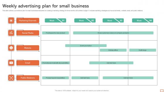 Weekly Advertising Plan For Small Business Infographics Pdf