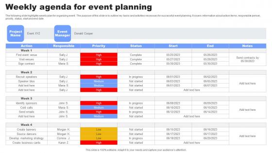 Weekly Agenda For Event Planning Elements Pdf Weekly Agenda For Event Planning Elements Pdf