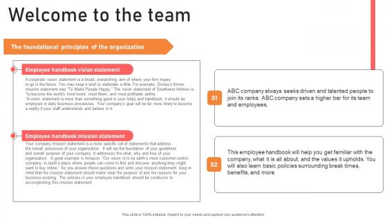 Welcome To The Team Handbook For Corporate Personnel Brochure Pdf