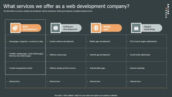 What Services We Offer As A Role Web Designing User Engagement Inspiration PDF