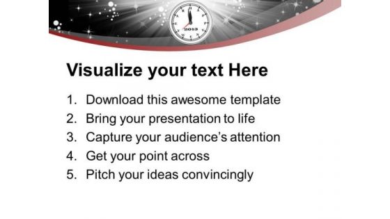 White Alarm Clock Midnight 2013 New Year PowerPoint Templates Ppt Backgrounds For Slides 0113