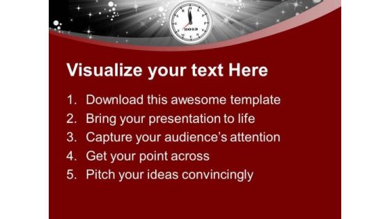 White Alarm Clock Midnight 2013 New Year PowerPoint Templates Ppt Backgrounds For Slides 0113