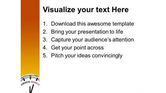 White Clock With Word Order Now PowerPoint Templates And PowerPoint Themes 1012