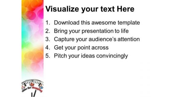 White Clock With Word Time For Shopping PowerPoint Templates And PowerPoint Themes 1012